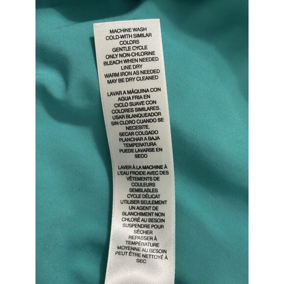 Chicos Collection Size XL (3) Teal Turquoise Full Zip Windbreaker Jacket Shiny - Picture 11 of 11